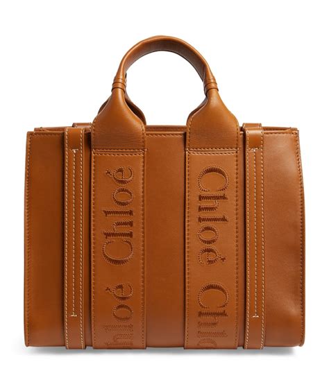 chloe woody tote leather